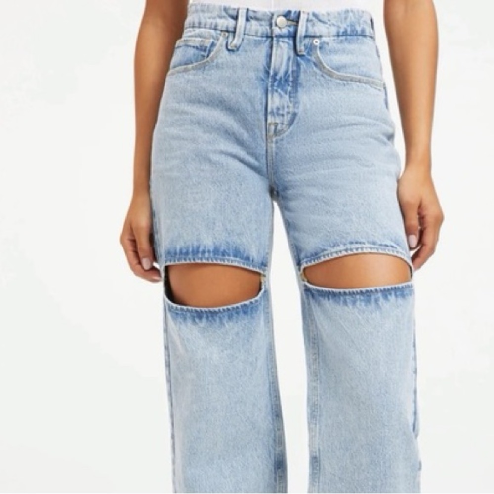 Good American 90s Cutout Slit Jeans Size 16